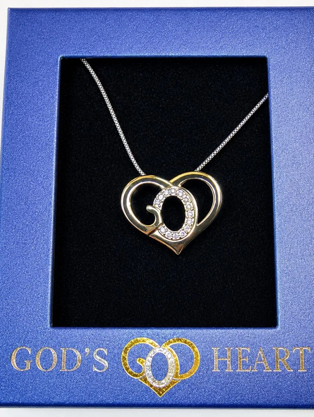 God's Heart Silver Tone‎ Heart Pendant Necklace with Crystal